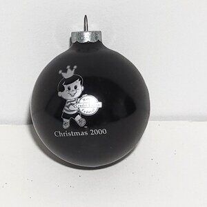 Matty Mattel Christmas Ornament 2000 Mattel Credit Union 2 1/2" Black Glass